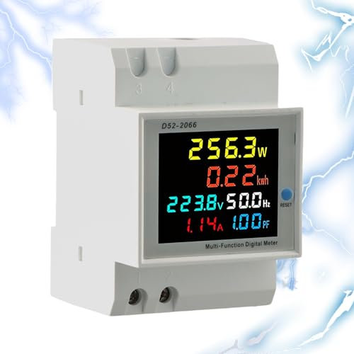 Focenat 6 in 1 Contatore di Energia Monofase,Contatore di AC40-300V 100A Voltmetro,Contatore Elettrico su Guida DIN,Contatore Di Elettricità Intelligente,Adatto per sistemi di alimentazione