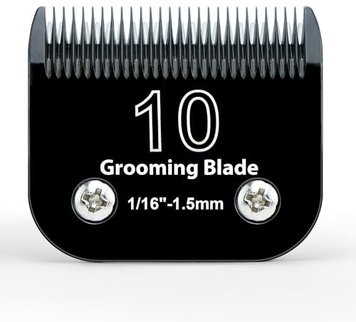 10# Ersatzklingen für Fellpflege, abnehmbare Klinge, kompatibel mit Andis/Wahl/Oster Hundeschermaschinen, 10 Klingen 1,5 mm, aus Keramik und Edelstahl, Schwarz, 1 Stück