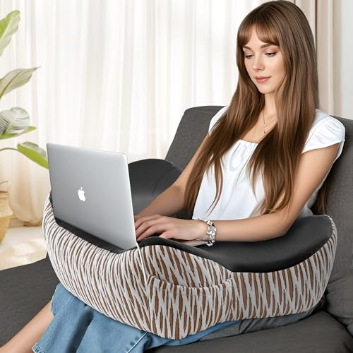 Polyaround Reading Pillow for Lap, Memory Foam Lap Desk Pillow for Adult Gaming, Reading, Crocheting, Resting or Working, Soft Laptop Pillow for Bed Car Couch Floor, Black