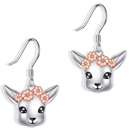 YAFEINI Pendientes de llama de plata de ley 925 con diseño de alpaca, joyería de animales, regalos para mujeres amantes de las llamas, talla única, Plata de ley, Sin piedra preciosa