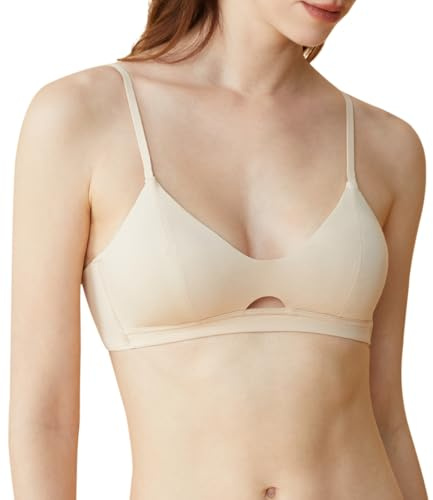 Zoe Jacobs Bralettes for Women Triangle Organic Cotton Bra Soft Everyday Nude Bralette Strappy Wireless Bras for Petite Bust