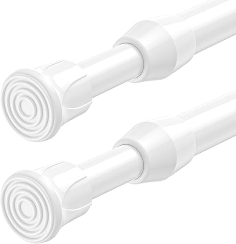 ZipGlo 2Stück Gardinenstange Ohne Bohren Weiß 70-105cm Ø13mm | Verstellbare Teleskopstange zum Klemmen Vorhangstange ohne Bohren für Gardinen Fenster, Badezimmer,Kleiderschrank Küche