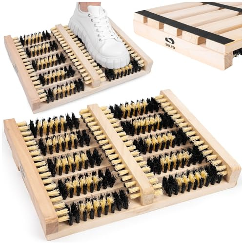 SULPO Grattoir à chaussures extérieur – Brosse à chaussures robuste, résistante aux intempéries, antidérapante, poils extra durs pour la boue, le sable, la neige, couleur beige