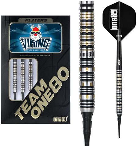 ONE80 Boris Koltsov The Viking Signature VHD – 90% Tungsten Softtip Darts | Wolfram Barrel Softdart | 18g 20g | Signature Soft Dartpfeile mit Flights & Schäften (18 Gramm)