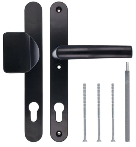 Türgriff/Türdrücker/Türklinke/Drückergarnitur DHS 92mm (Schildbreite 32mm) - Schwarz RAL 9005 - mit Knauf