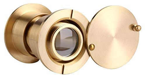 Fdit Safety Door Viewer, Alloy Peephole Door Viewer 28mm Wide Viewing Angle with Heavy Duty Privacy Cover for Home Office Hotel(Gold)