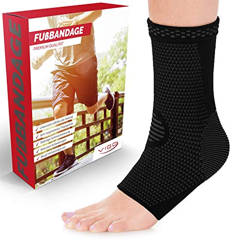 VIGO SPORTS® [2er Set Sprunggelenkbandage I 7 Zonen Kompression unterstützt proaktiv bei Gelenkbeschwerden und Fersensporn I Ergonomisches Design für optimale Entlastung und Steigerung der Stabilität