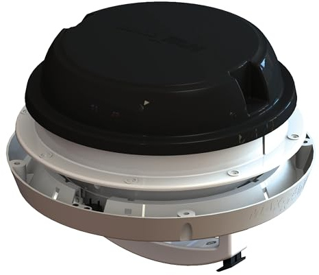 MAXXAIR Maxxfan Dome 6 Round 12V Ventilation Fan - Compact Solution for Rooftop or Sidewall Ventilation, Exhaust Only, Removable Screens, Fan Guard Rain Shield, Moisture Control, Black (00-03812B)