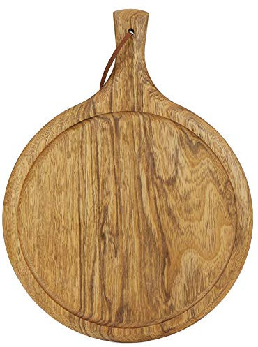 Tabla de fuente, tabla de cortar tabla de pizza, superficie lisa redonda pulida a mano de madera para restaurante casero