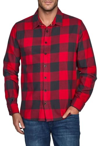 riverso Chemise de Loisirs RIVArne - Coupe Droite - en Flanelle - Manches Longues - Gris, Marron, Jaune, Rouge, Vert - S - 5XL - 100% Coton - Rouge Cerise (15300), XXXL
