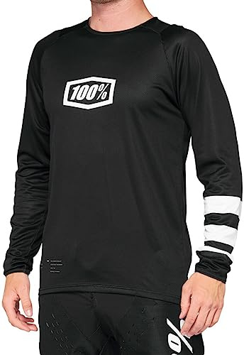 1 Unisex Long Sleeve Jersey 100% R-core Black/White Cycling (Pack of 1)