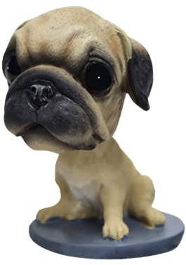 Bobbing Head Dogs Resin Shaking Dog Figurine Nodding Dog Doll for Car Interior Dashboard Decor (Pug)