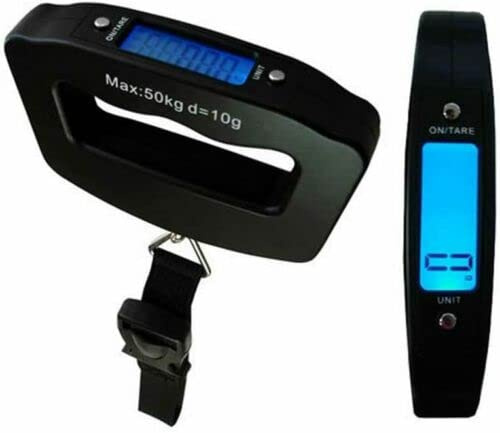50kg Digital Luggage Scale with 4 Units (Kg/g/lb/oz), Electronic Travel Hanging Scales with Backlit Display/Tare/Data Hold Function, Handheld Style, Black