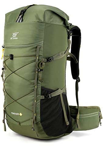 SKYSPER Hiking Backpack 50L Rucksack - Roll Top Backpacking Backpack Lightweight Camping Travel Pack for Men Women