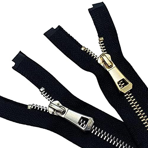 XCSJ 2 Pezzi #5 Cerniere 65cm Cerniere Cerniera Lampo in Metallo Divisibile Giacca Cerniere Chiusura Lampo in Metallo #5 Cucito Cerniera Cerniera y-Denti per Giacche Cappotti Pantaloni (65cm)