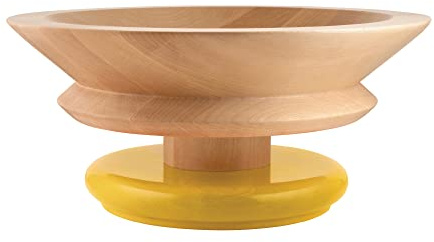 Alessi Piccoli ES15 Monumenti per Grandi Paesaggi Domestici Centrotavola di Design in Legno di Tiglio con Base Colorata, Giallo