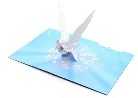 Biglietto d'auguri 3D pop-up bianco colomba fatto a mano, biglietto di auguri per compleanno, pace, guarisci presto, battesimo, matrimonio, ordinazione, simpatia, prima comunione