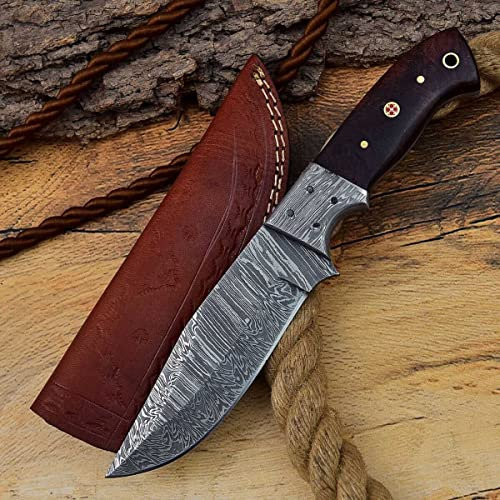 Damast Messer Damaszener Stahl Jagd Jagdmesser Knife Damascus Hunting 6140EA