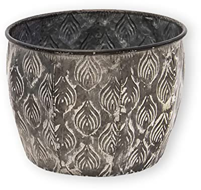 colourliving Pflanztopf Übertopf Ovum Pflanzgefäß Blumentopf aus Metall Blumenpott (30,5x23 cm, grau)