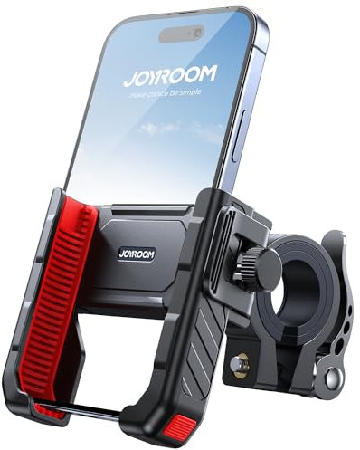 JOYROOM Handyhalterung Fahrrad【Anti Shake Stoßdämpfender】 Motorrad Handyhalterung 【1S Schnellspanner】 Universal Handyhalter für Fahrrad Lenker und Auch für iPhone 16/15/14, Samsung S24/S23 (4.7-7)