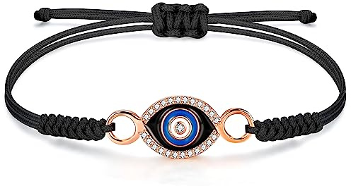 JENDEAR SHINE Bracelet Mauvais Œil pour Femme, Bracelet Oeil de Nazar en Corde Tressée à la Main, Cadeaux d'anniversaire pour Maman Femme Fille