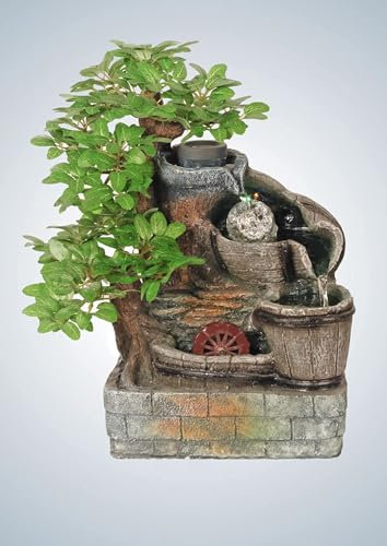 Feng Shui - Zimmerbrunnen mit LED Beleuchtung T022 und Glaskugel