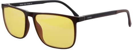 SHINU Blaulichtfilter-Brille, rote Gläser, orangefarbene Gläser für lange Arbeitsstunden, für Männer und Frauen SH078ZH (gelbe Linse,C4)