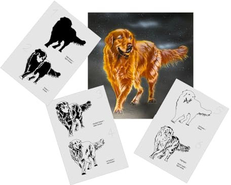 AS-355 Golden Retriever Step by Step Airbrushschablone Größe L
