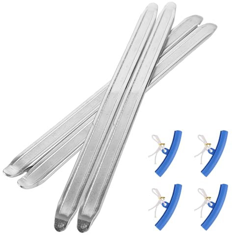 VIDETOL 4 Stück Montiereisen Reifen, 30cm Fahrrad Reifenheber mit 4 Felgenschützern, Montierhebel Motorrad aus Manganstahl, Reifenmontierhebel für Motorrad, Fahrrad und Elektrofahrzeug