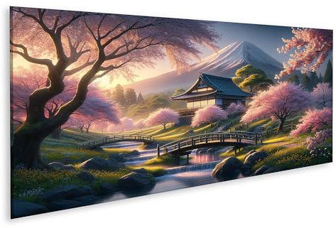 islandburner Tableau sur toile Peinture numérique, Japon à la fleur de cerisier, haute définition, images murales murales affiches