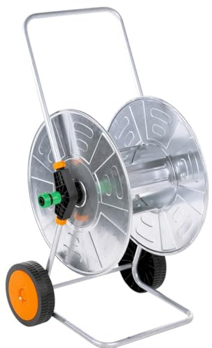 vidaXL Carrete de Rollo para Manguera 110 m 1/2 o 80 m 3/4 Acero, Carro portamanguera de jardín, Carro portamanguera con Ruedas