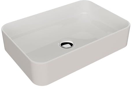 LEMONBATH - Lavabo Sobre Encimera Ovalado Blanco Brillo - 51 x 34,5 x 11 cm - Suspendido Para Muebles de Baño - Cerámica - Lavamanos Para Grifo Alto