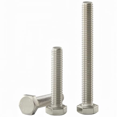 YIIFLY M8x80 Sechskantschraube, M8-1,25 Schraube,Außensechskant Maschinenschrauben, Edelstahl 304 (A2-70), DIN 933, blankes Finish, Vollgewinde,10 Stück