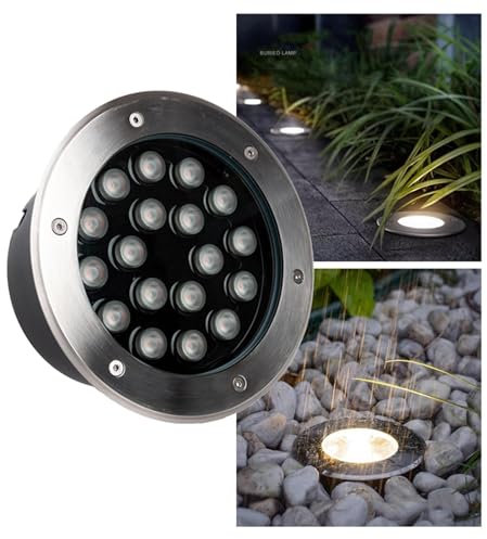 Focos Suelo Led Exterior - Luz Redonda Enterrada Para Jardín, Luz De Suelo Empotrada AC12/24V De Bajo Voltaje Impermeable IP66, Para Camino Patio Puente Entrada Cubierta Iluminación De Paisaje(Red,36W
