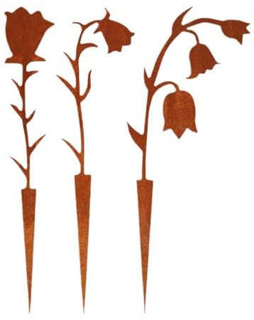 Yianyal Estacas de jardín de flores de metal,estacas de flores de metal | Estacas de flores de lirio de la candidiasis Silhouette - Arte de patio de metal exterior, Flor de metal rústico, decoraciones