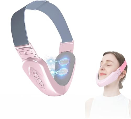 Masajeador facial eléctrico en V, masajeador eléctrico en V, dispositivo de estiramiento facial EMS, masajeador facial antiarrugas (rosa)