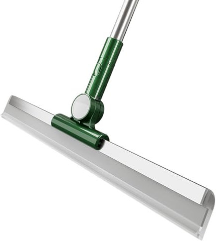 Generic Escobilla de goma para piso, limpiador de ventanas, doble fila de tiras de silicona, escoba mágica, barra telescópica de rotación de 180°, para habitación húmeda, ducha, baño, cocina, suelo
