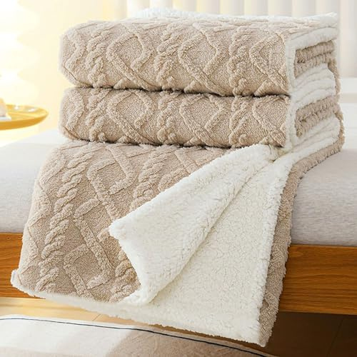 MANEMI Manta de Borrego, Doble Cara Franela y Sherpa, 100% Poliester, Suave y Caliente para Invierno, Manta Cama y Sobrecama