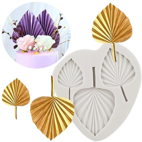 Silicone Molds for Candles,8.8x7.8cm Palm Leaves Silicone Molds Fan Leaf Fondant Mold Cake Decorating Tools Cupcake Topper Candy Chocolate Moulds
