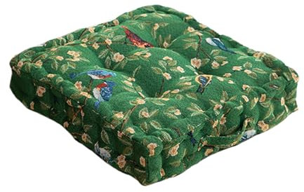 YT-KOKE Vintage Floral Stuhlkissen für Esszimmerstühle, Blumen und Vögel Sitzkissen mit Griff für Küchenstühle, rutschfeste Esszimmerstuhlauflage mit Maschinenwaschbarem Bezug (Green)