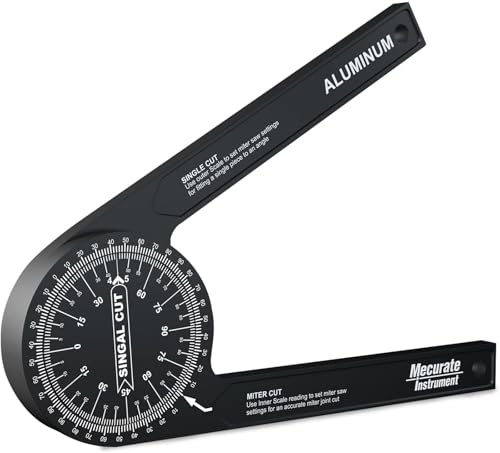 Geringssåg gradskiva | 18 cm aluminium gradskiva vinkel finnare med precisionslaser- inuti och yttre geringsvinkvinkvinkel för snickare, rörmokare och alla byggarbetsmarknader (svart)