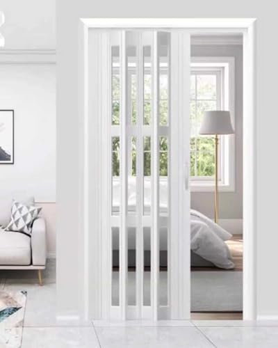 Akkordeon-Falttür, interne Schiebetür für Schlafzimmer und Flur, Raumteiler und Trennwand, Speisekammer, Schrank, Eingang, 178 x 203 cm, Weiß