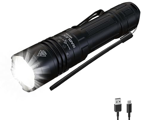 RABLEX RB709 Aufladbar LED Taschenlampe- 1500 Lumen Superhelle- 5 Lichtmodi & Langer Akkulaufzeit Wasserdichte Handlampe für Camping, Wandern, Outdoor, Notfälle [Energieklasse A+++]