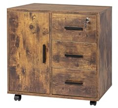 Relaxdays Rollcontainer, 3 Schubladen, 2 Türfächer, HxBxT: 57 x 60 x 40 cm, abschließbar, Aktenrollschrank, Farbwahl