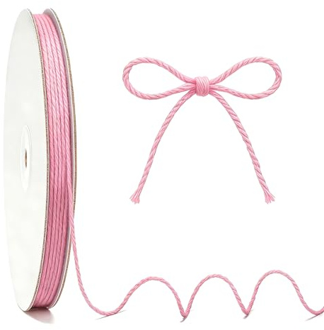KINGLAKE 100m Pink Cotton String, 2mm Macrame Bakers Twine Butchers Kitchen String for Cooking Meat, Crafts, Gift Wrapping, Valentine's Day Presents