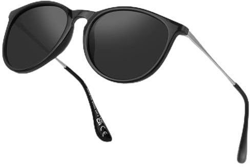 Ymmott Occhiali da Sole Polarizzati da Donna - Stile Cat Eye Retrò Occhiali con Protezione UV400 (Nero Classico)