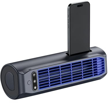 Ventilatore a Torre Mini Ricaricabile, Ventilatore Raffreddante da Tavolo Senza Fili 3 Velocità, Con Supporto Telefono Doppio Uso In Piedi Sdraiato, per Ufficio Dormitorio Camera Studio Viaggio