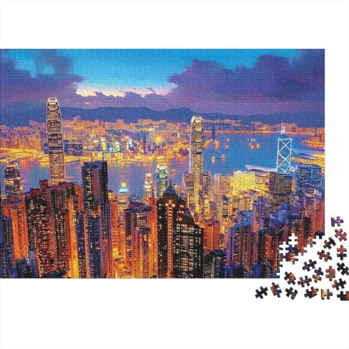City Skyline 1000 Piece Jigsaw Puzzle Night Lights Puzzle Game for Adults Wall Art Decor Detail