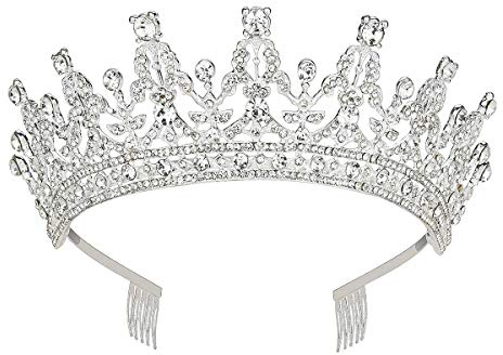 REYOK Hochzeit Tiara Braut Tiara Kristall Strass Tiara Krone mit Strass Kamm Kristallkrone für die Hochzeit Proms Festzüge Prinzessin Parties Geburtstag