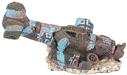 balacoo Aquarium Deko Flugzeugwrack Aus Harz Aquarium Ornament Für Süß- Und Salzwasser 8.00 X 4.50 X 4.50 cm Künstliche Aquariumdekoration Für Fische Versteck Und Landschaft